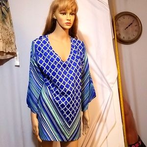 JM Collection 100%  Peasant Top Woman's Medium Blo